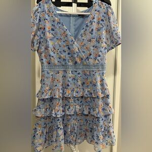 Floral Blue Ruffle Top/Short Dress